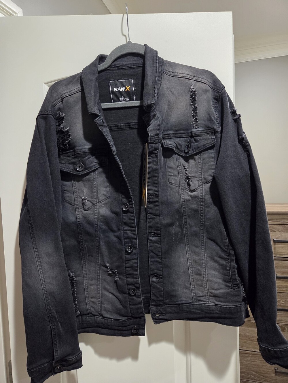 Men’s Black Distressed Denim Jacket